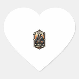Ghost Hunter Shirt Vintage Reaper Halloween Design Heart Sticker