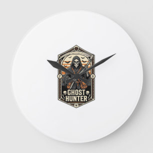 Ghost Hunter Shirt Vintage Reaper Halloween Design Large Clock