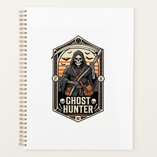Ghost Hunter Shirt Vintage Reaper Halloween Design Planner (Front)