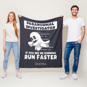 Ghost Hunting Paranormal Investigator Run Faster Fleece Blanket