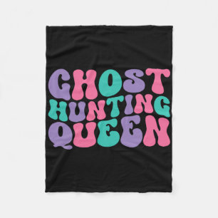 Ghost Hunting Queen Womens Ghost Hunter Retro Vint Fleece Blanket