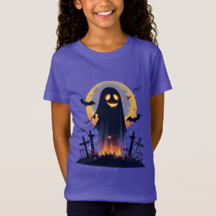 Ghost in a Haunted Graveyard With Full Moon T-Shirt
