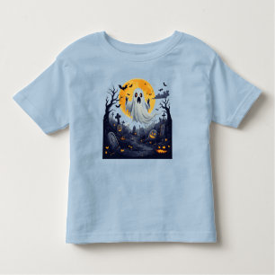 Ghost in a Haunted Graveyard With Full Moon Toddler T-Shirt