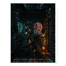 Ghost in Chrome Cyberpunk Anime Poster