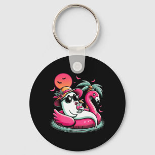 Ghost In Lifebuoy Flamingo On A ol Float Summer Key Ring
