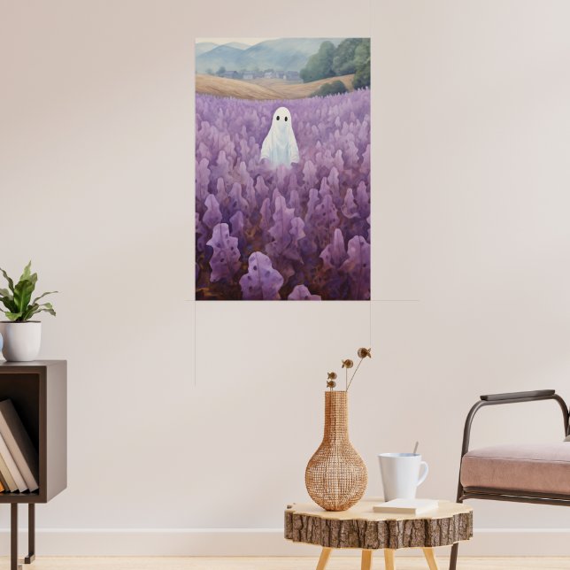 Ghost In Purple Floral Field Poster (Living Room 3)