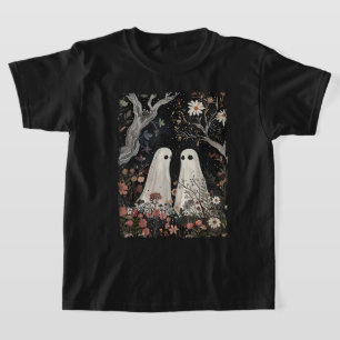 Ghost In The Flower Forest Halloween Spooky Season T-Shirt