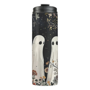 Ghost In The Flower Forest Halloween Spooky Season Thermal Tumbler