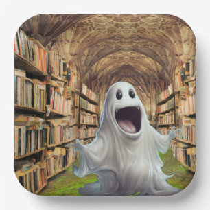 Ghost in the library paper plate