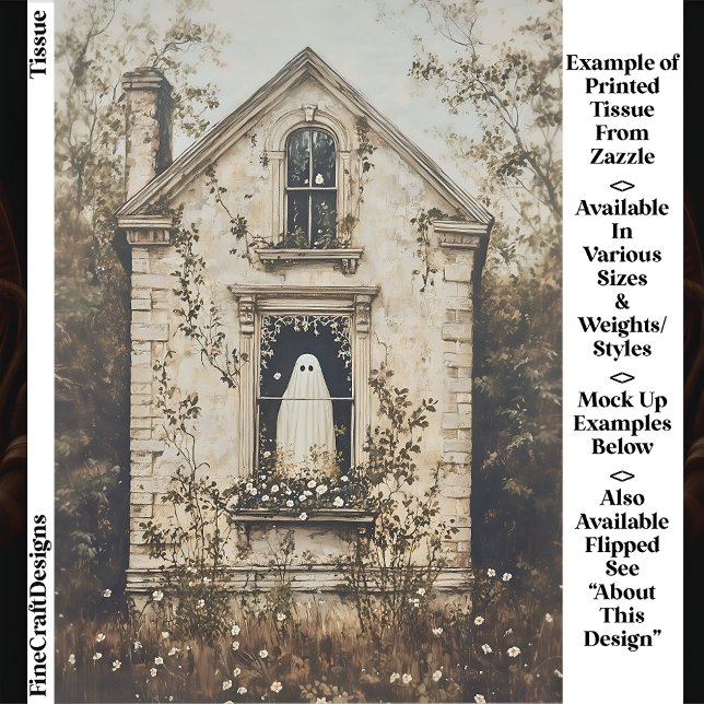 Ghost in the Window, Haunted House DZ7L Decoupage  Tissue Paper (Creator Uploaded)