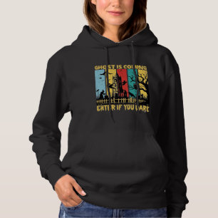 Ghost Is Coming Halloween Haunted House Witch Owl_ Hoodie