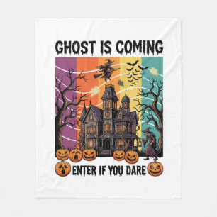 Ghost Is Coming Halloween Haunted House Witch Pump Fleece Blanket
