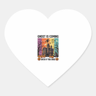 Ghost Is Coming Halloween Haunted House Witch Pump Heart Sticker