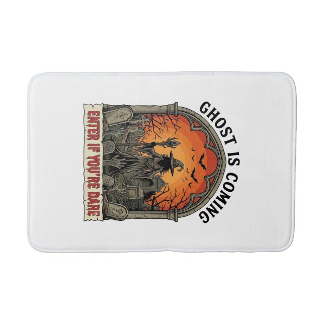 Ghost Is Coming Witch Graveyard Zombie Hands Hallo Bath Mat (Front)