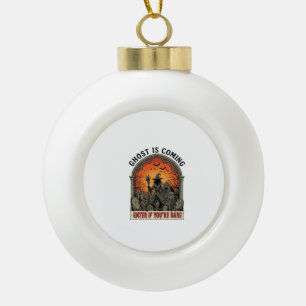 Ghost Is Coming Witch Graveyard Zombie Hands Hallo Ceramic Ball Christmas Ornament
