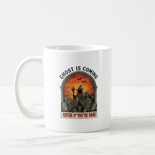 Ghost Is Coming Witch Graveyard Zombie Hands Hallo Coffee Mug (Left)