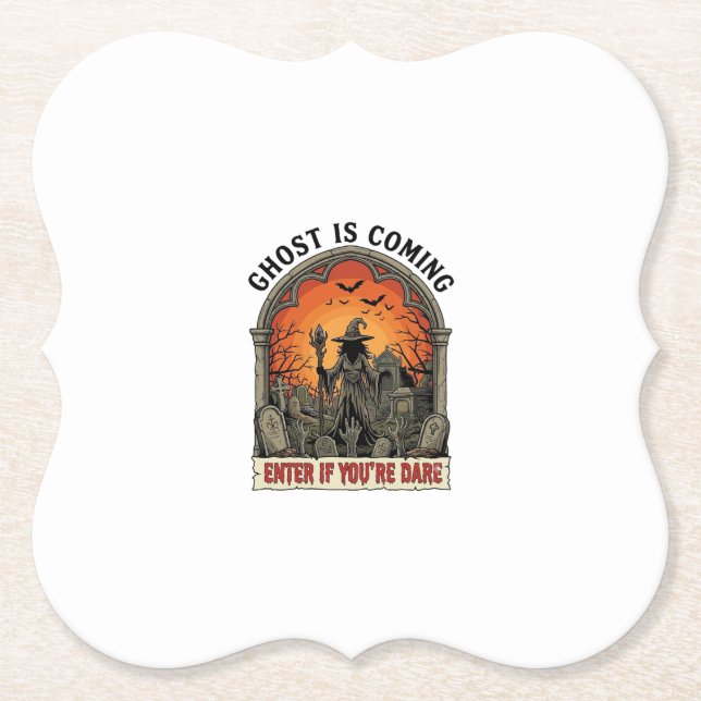 Ghost Is Coming Witch Graveyard Zombie Hands Hallo Paper Coaster (Front)
