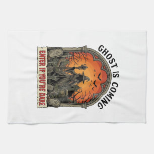 Ghost Is Coming Witch Graveyard Zombie Hands Hallo Tea Towel