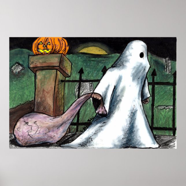 Ghost Jack O' Lantern Costume Cemetery Candy Poster (Front)