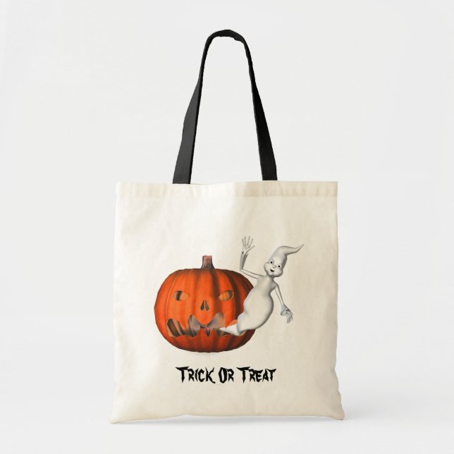 Ghost Jack O Lantern Halloween Funny Tote Bag (Front)