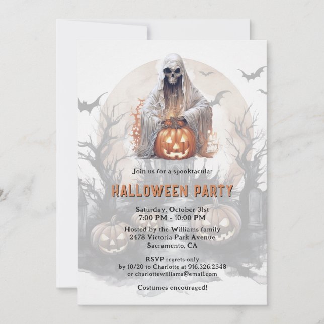 Ghost Jack-O-Lantern Halloween Party Invitation (Front)