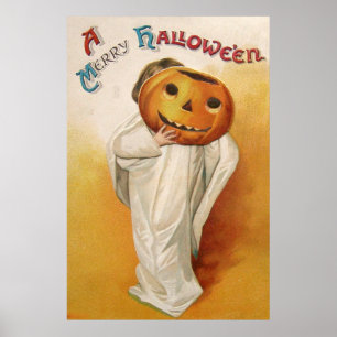 Ghost Jack O Lantern Pumpkin Child Poster