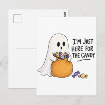 Ghost Just Here for the Candy Halloween Illustrati
