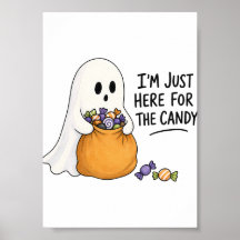 Ghost Just Here for the Candy Halloween Illustrati