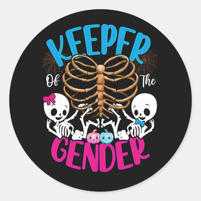 Ghost Keeper Of The Gender Reveal Announcement Hal Classic Round Sticker (Front)