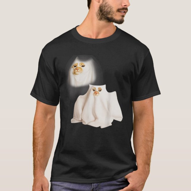 Ghost Kitten Meme Ghost Cat Funny Wizard Cat Hallo T-Shirt (Front)