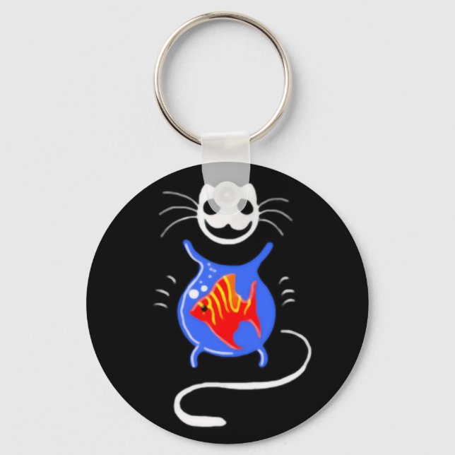 Ghost Kitty Cat Keychain (Front)