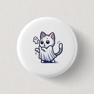 Ghost Kitty Halloween Costume 3 Cm Round Badge
