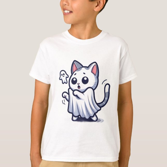 Ghost Kitty Halloween Costume T-Shirt (Front)