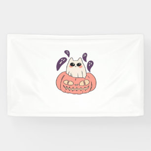 Ghost Kitty in a pumpkin Classic T-Shirt Banner