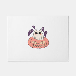 Ghost Kitty in a pumpkin Classic T-Shirt Doormat