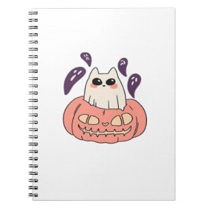 Ghost Kitty in a pumpkin Classic T-Shirt Notebook