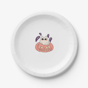 Ghost Kitty in a pumpkin Classic T-Shirt Paper Plate