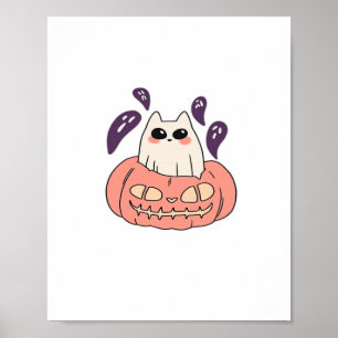 Ghost Kitty in a pumpkin Classic T-Shirt Poster