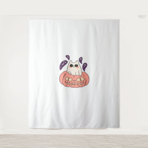 Ghost Kitty in a pumpkin Classic T-Shirt Tapestry