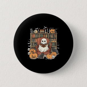 Ghost Library Halloween Book Reading Books Lover T 6 Cm Round Badge
