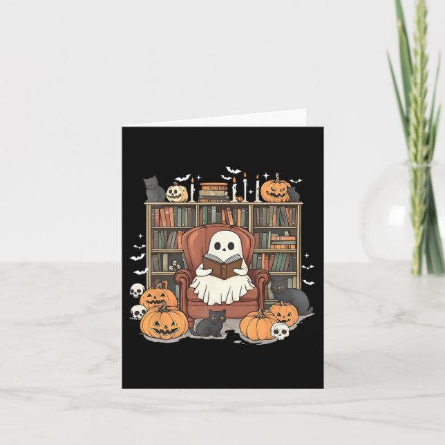 Ghost Library Halloween Book Reading Books Lover T Card (Front)
