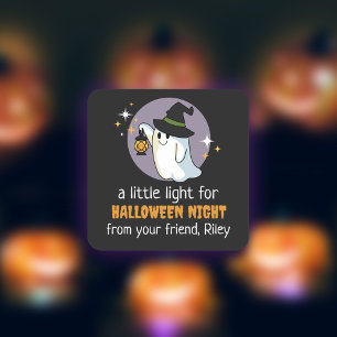 Ghost Light For Halloween Night Party Favour Square Sticker