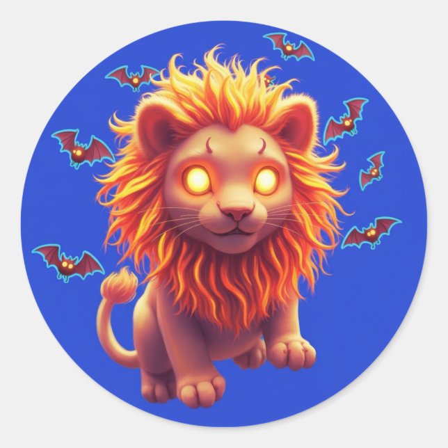 Ghost Lion Halloween T-Shirt for Spooky Animal lov Classic Round Sticker (Front)