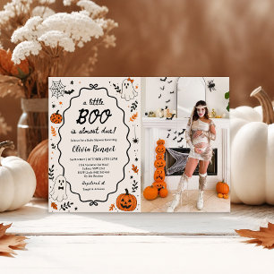Ghost Little Boo Halloween Baby Shower Photo Invitation