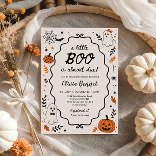 Ghost Little Boo Is Due Halloween Baby Shower Invitation