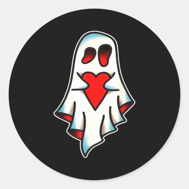Ghost Lover Heart  Classic Round Sticker (Front)