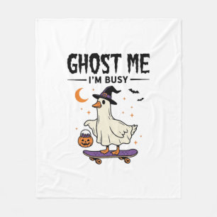 Ghost Me Im Busy Halloween Goose Skateboard Fleece Blanket