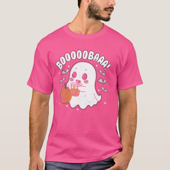 Ghost Milktea Ghost Drinking Bubble Tea T-Shirt (Front)