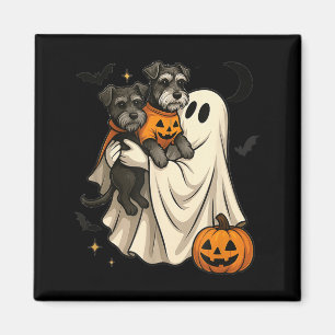 Ghost Miniature Schnauzer Dog Halloween Magnet