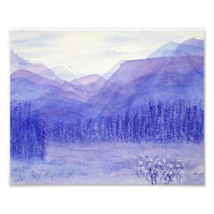 Ghost Mountains Valley Watercolor Landscape Photo Print